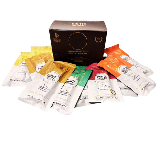 Ecuadorian Dark Chocolate 70% Variety Pack – Tropical Flavors Mini Bars (10 x 20g) – Fine Aroma Cacao